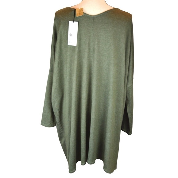 YANA K Lisa French Terry Oversized Mini Dress, Muted Olive Color - OSFA NEW - Picture 5 of 9
